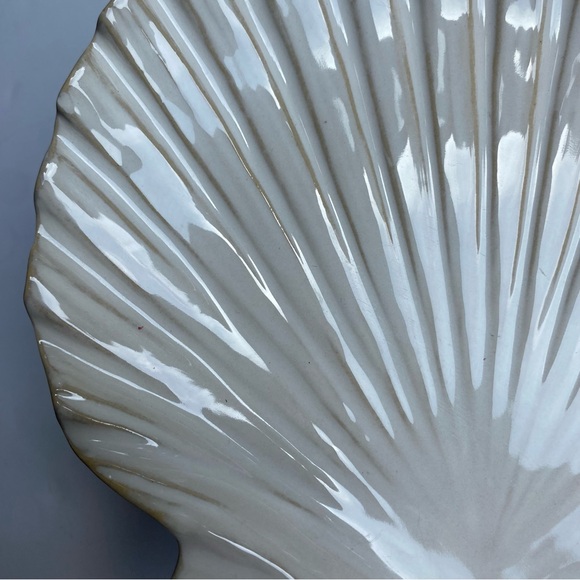 Scallop Shell Plate Trinket Dish 7.5” Ceramic Ivory Realistic Candy Decor New - Picture 12 of 16